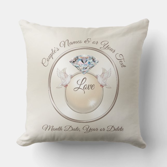 Stunning Personalized Wedding Pillows, Love Throw Pillow (Front)