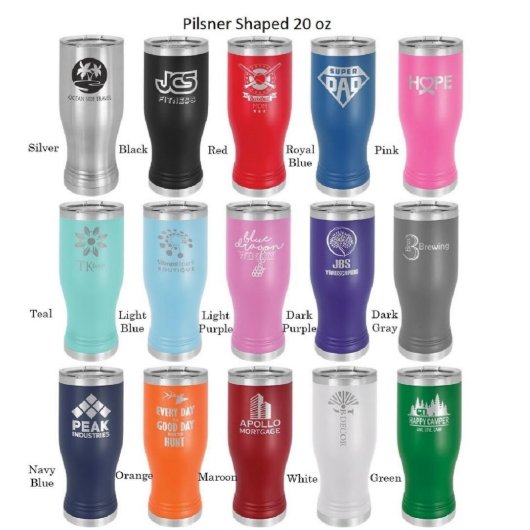 Stunning Pilsner Tumbler 20 Oz. Stainless Steel (Color Chart)
