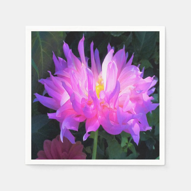 Stunning Pink and Purple Cactus Dahlia Napkins (Front)