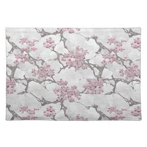 Stunning Pink and Silvery Cherry Blossoms Print  Cloth Placemat