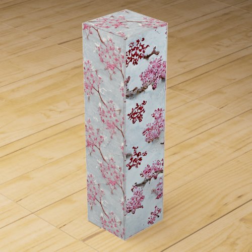 Stunning Pink and Silvery Cherry Blossoms Print  Wine Box