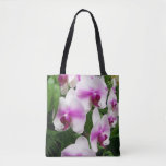 Stunning pink and white orchids all over printed tote bag
