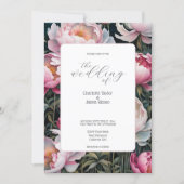 Stunning Pink and White Peonies Elegant Wedding Invitation (Front)