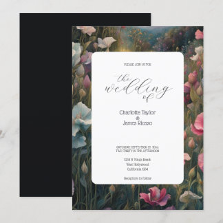 Stunning Pink and White Sweet Pea Elegant Wedding Invitation