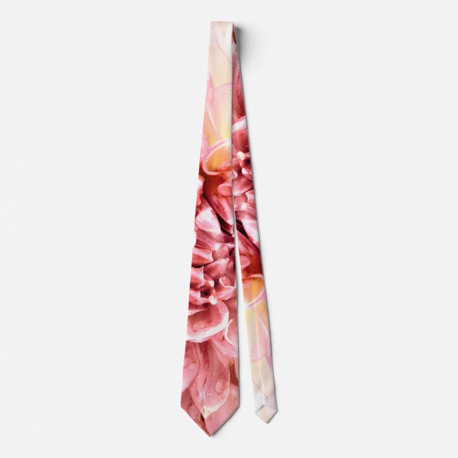 Stunning pink dahlia flower head close up neck tie (Front)