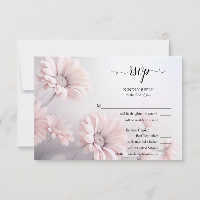Stunning Pink Daisies RSVP Meal Choice  Card (Front)
