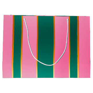 Stunning Pink & Green Modern Stripes Large Gift Bag