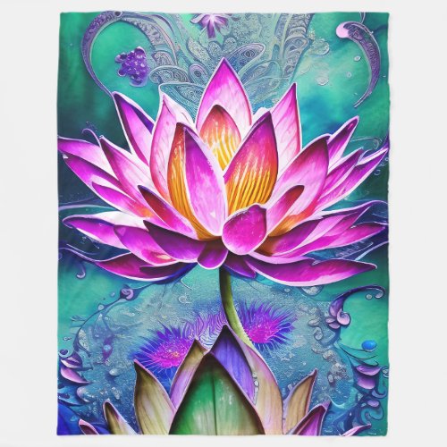 Stunning Pink Lotus Flower Portrait Fleece Blanket