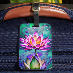 Stunning Pink Lotus Flower Portrait Luggage Tag