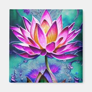 Stunning Pink Lotus Flower Portrait Magnet