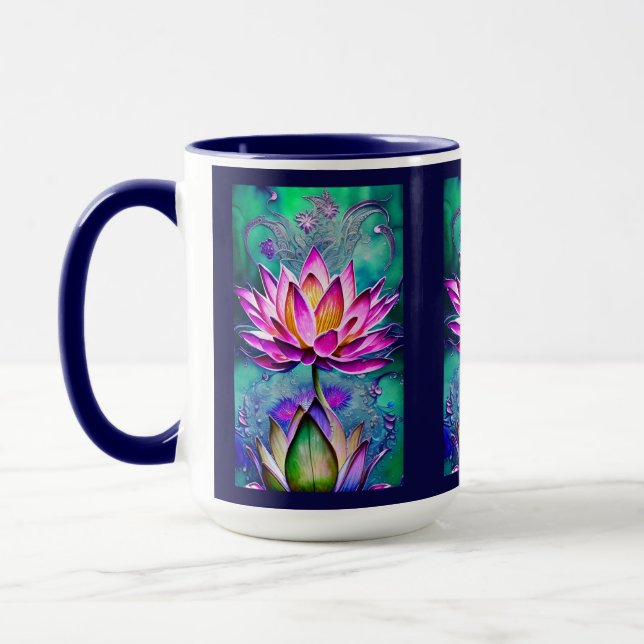 Stunning Pink Lotus Flower Portrait Mug (Left)