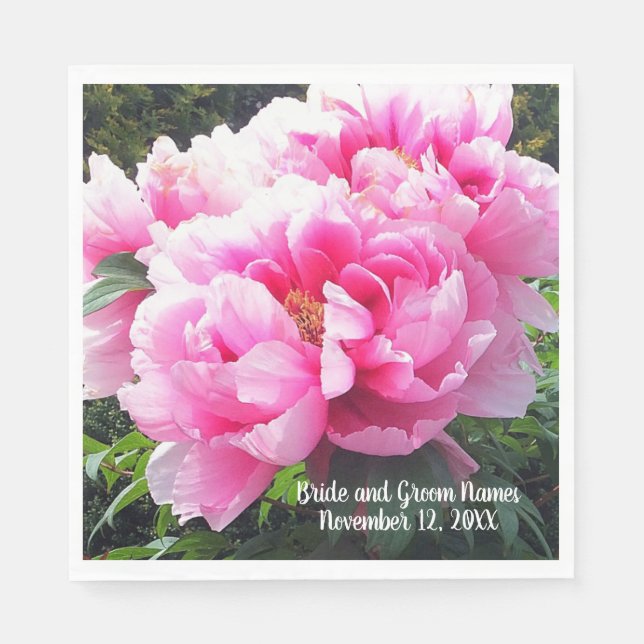 Stunning Pink Peonies Napkins (Front)