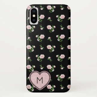 Stunning Pink Rose Pattern Monogrammed iPhone X Case