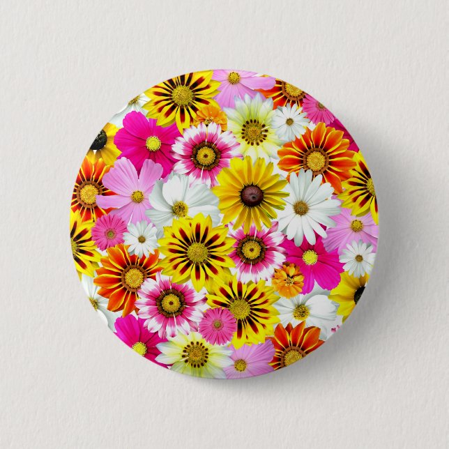 Stunning pink yellow flowers pattern accessories pinback button (Front)