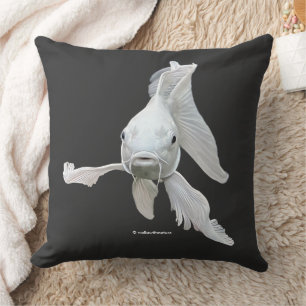 Stunning Platinum Butterfly Koi Carp Throw Pillow