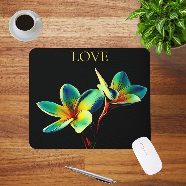Stunning Plumeria Watercolor Theme Mousepad (Creator Uploaded)
