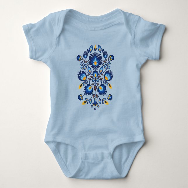💙💛🧡Stunning polish Folk Wycinanki  Baby Bodysuit (Front)