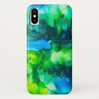 Stunning Pool in Forest Alcohol Ink Painting iPhone X Case
