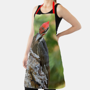 Stunning Portrait of Pileated Woodpecker on Tree Apron