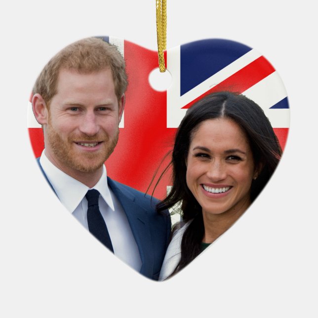 Stunning! Prince Harry and Meghan Markle Ceramic Ornament (Front)
