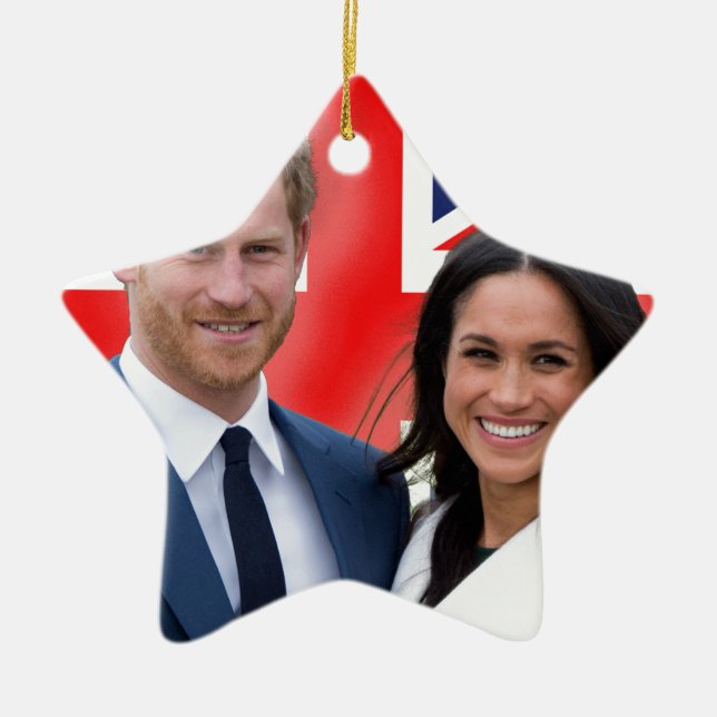 Stunning! Prince Harry and Meghan Markle Ceramic Ornament (Front)