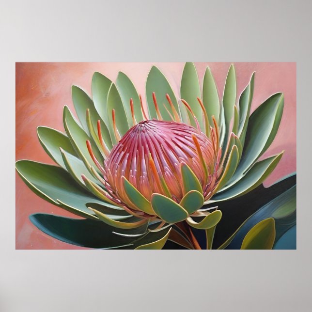 Stunning Protea Painting Vibrant Floral  Poster (Front)