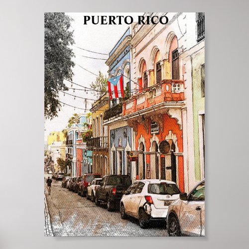 Stunning Puerto Rico Vintage Travel Poster
