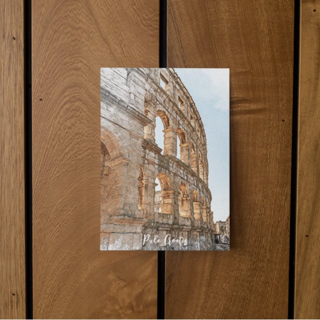 Stunning Pula Croatia City Landmark Travel Postcard (pula croatia adria coast travel postcard)