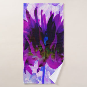 Stunning Purple and Black Cactus Dahlia Bath Towel
