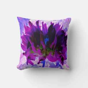 Stunning Purple and Black Cactus Dahlia Throw Pillow
