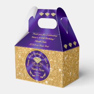 Stunning Purple and Gold Favor Boxes Personalized