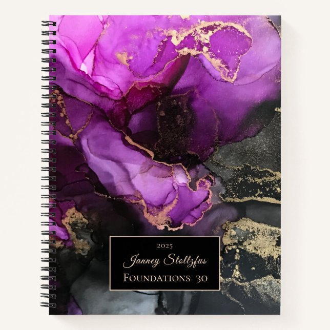 Stunning Purple Black Gold Abstract  Notebook (Front)