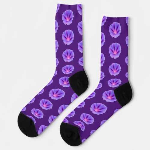 Stunning Purple Colored Morning Glory Flower  Socks