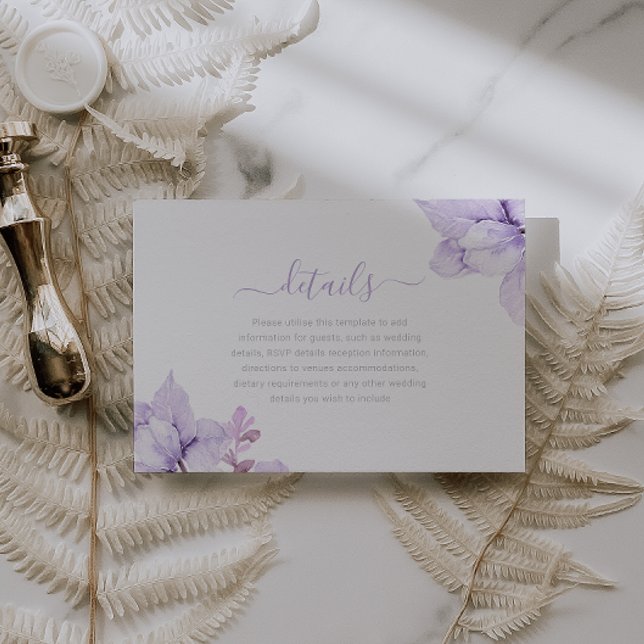 Stunning Purple Floral Watercolor Wedding Details Enclosure Card (Creator Uploaded)