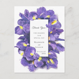 Stunning Purple Irises Watercolor Floral Thank You Postcard
