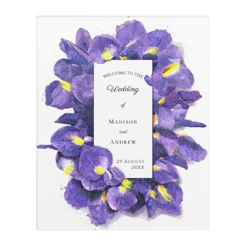 Stunning Purple Irises Watercolor Floral Wedding Acrylic Print