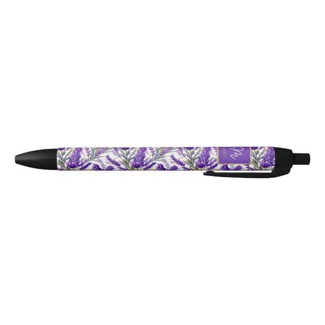 Stunning Purple Lavender Pattern Monogramed Pen (Bottom)