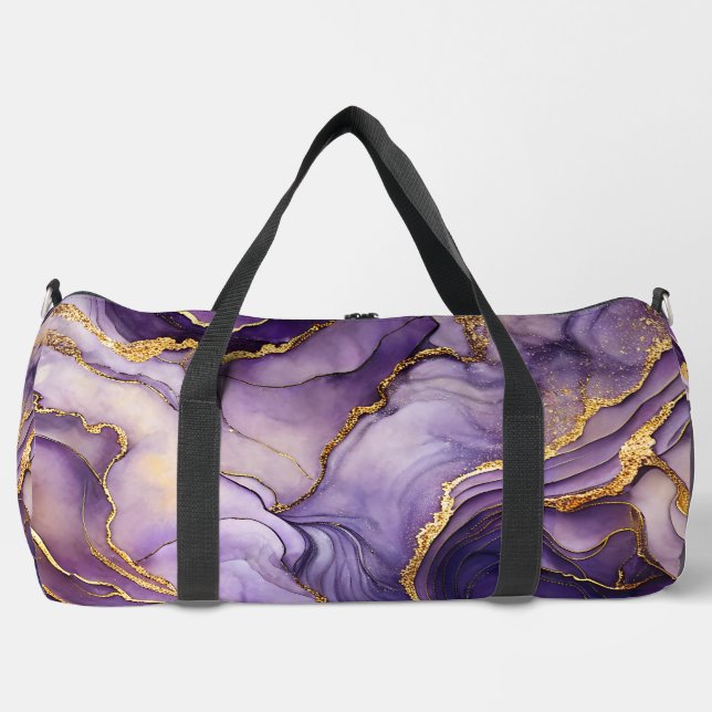 Stunning Purple Marbled Large Duffle Bag (Front)