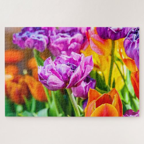 Stunning Purple Parrot Tulip Flowers Jigsaw Puzzle