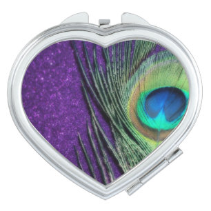 Stunning Purple Peacock Compact Mirror