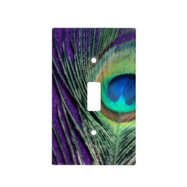 Stunning Purple Peacock Light Switch Cover (Front)