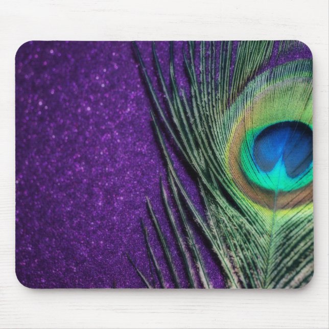 Stunning Purple Peacock Mouse Pad (Front)