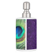 Stunning Purple Peacock Soap Dispenser & Toothbrush Holder (Back)
