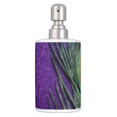 Stunning Purple Peacock Soap Dispenser & Toothbrush Holder (Front)