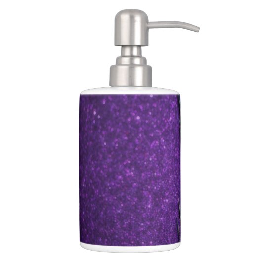 Stunning Purple Peacock Soap Dispenser & Toothbrush Holder (Right)