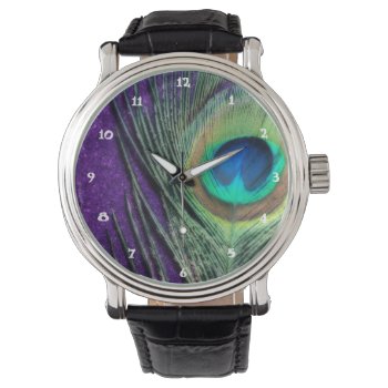 Stunning Purple Peacock Watch by Peacocks at Zazzle