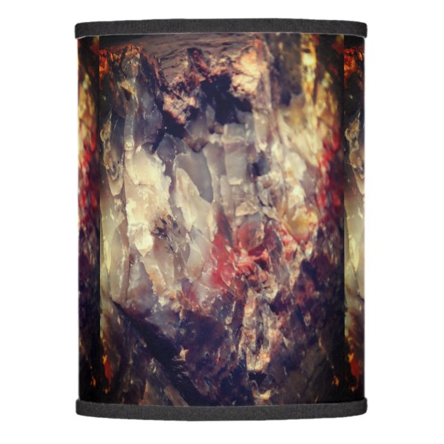 Stunning Quartz in Petrified Wood Lamp Shade (Front)