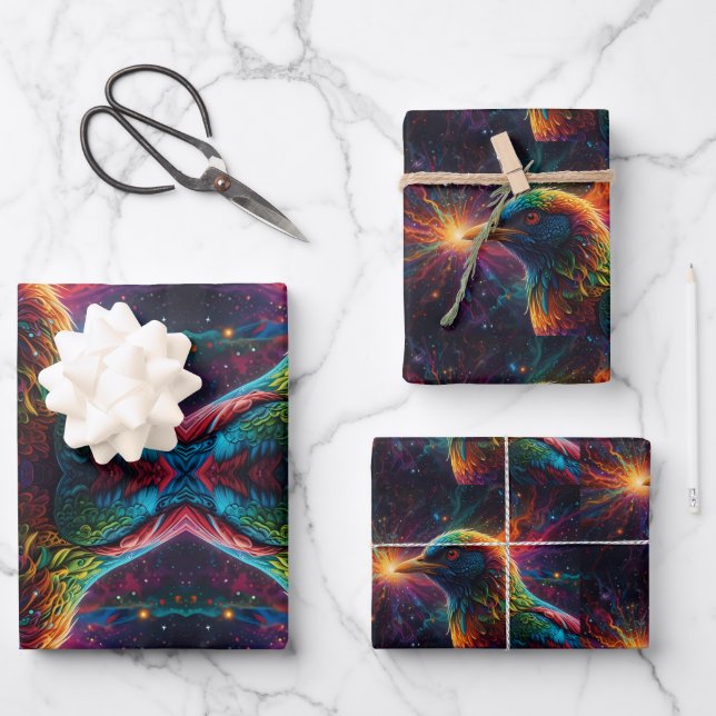 Stunning Rainbow Bird  Wrapping Paper Sheets (Front)