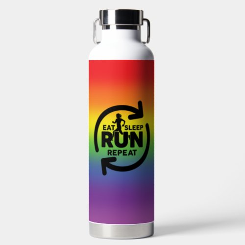 Stunning Rainbow Eat Sleep Run Repeat For Runners Water Bottle