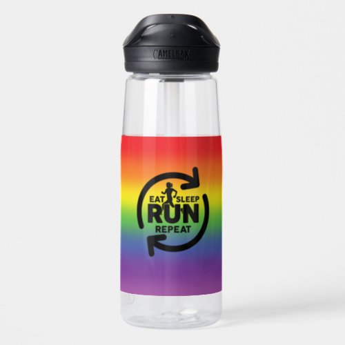 Stunning Rainbow Eat Sleep Run Repeat For Runners Water Bottle